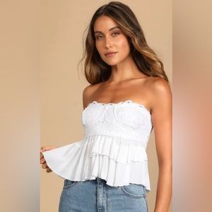 NWT Free People Adella Lace Strapless Cropped Corset Top Size XS